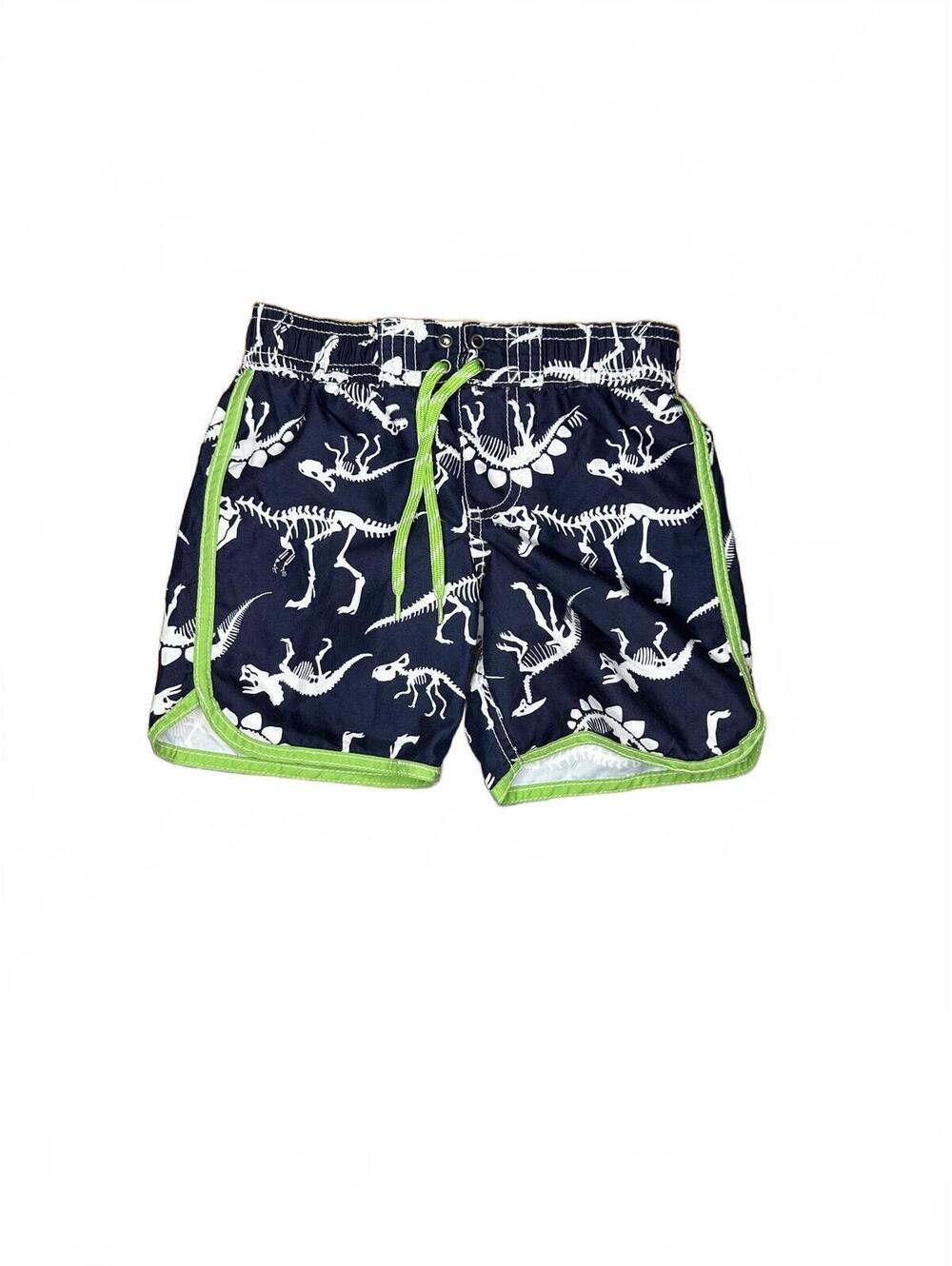 Carter's 2T Dinosaur Print Swim Trunks Navy Blue Green Mesh Lined Toddler